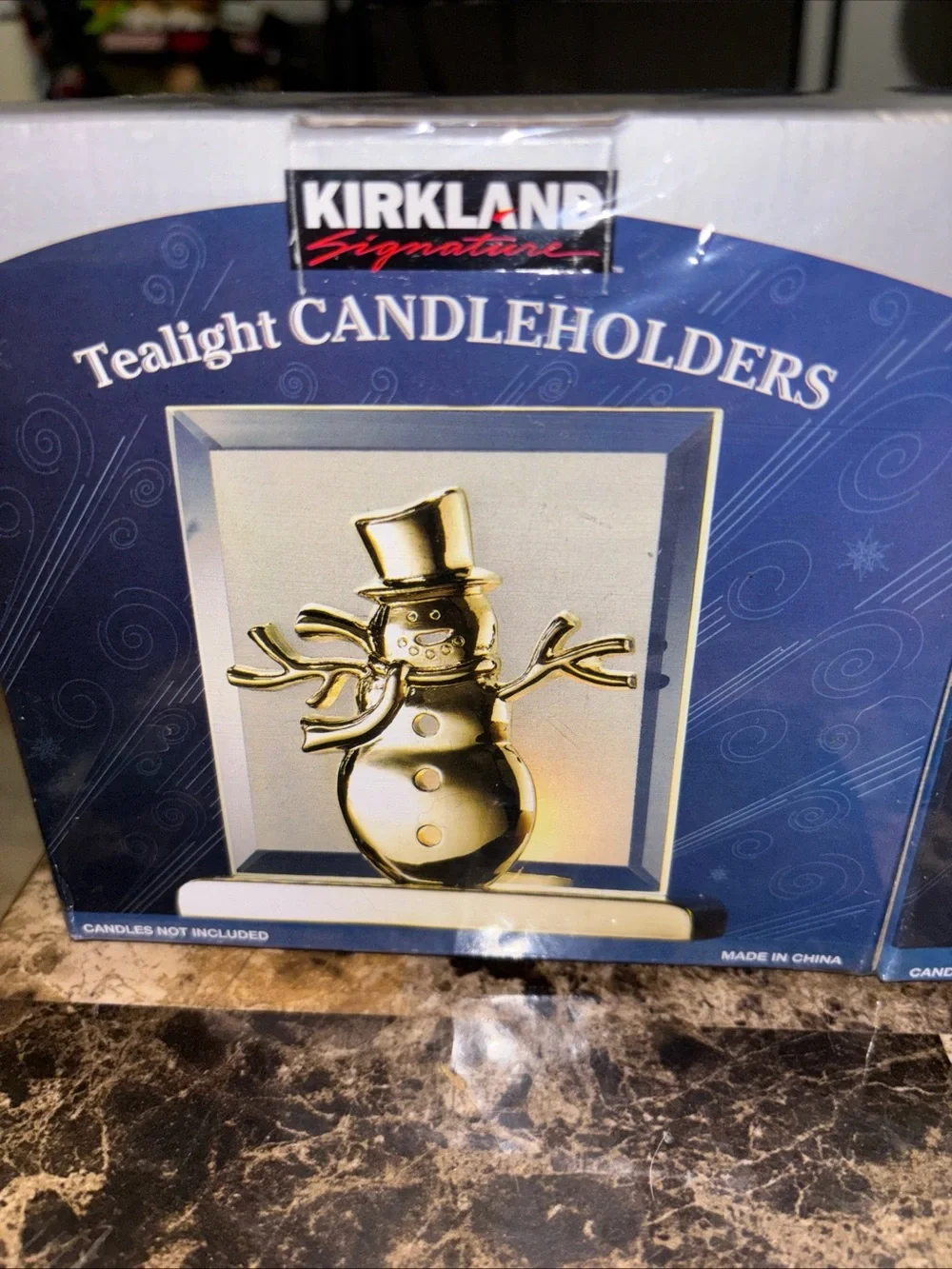 Kirkland Signature Blue and Gold Snowflake Tealight Candleholder